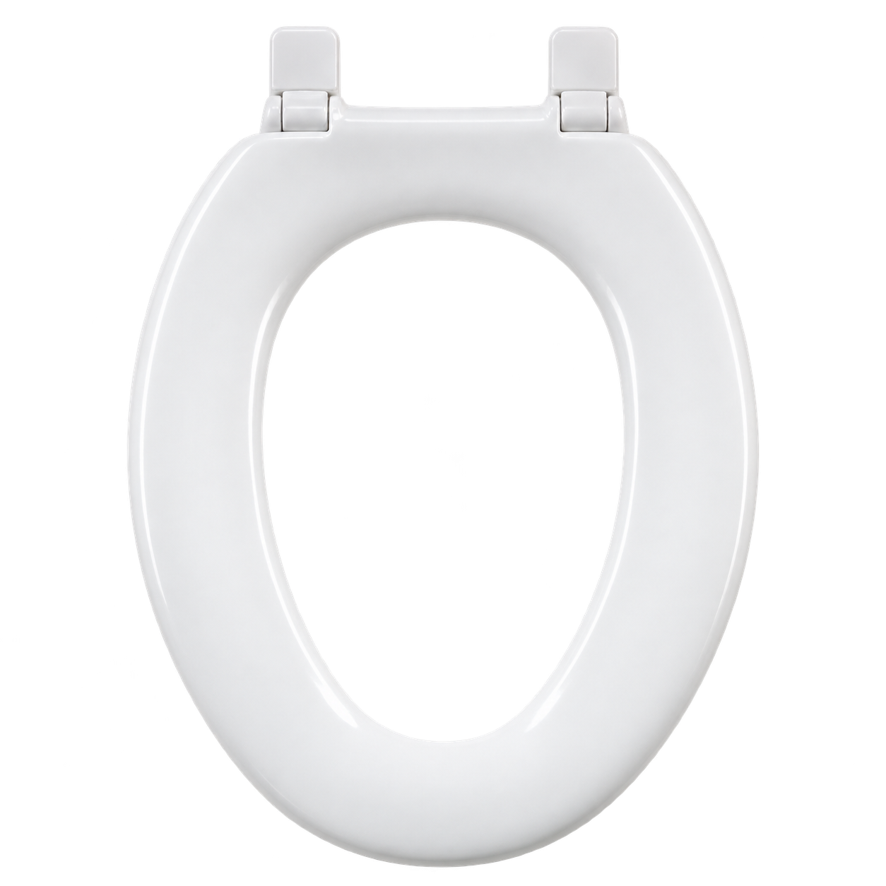 Realistic white toilet seat behind the PortaComfort pouch